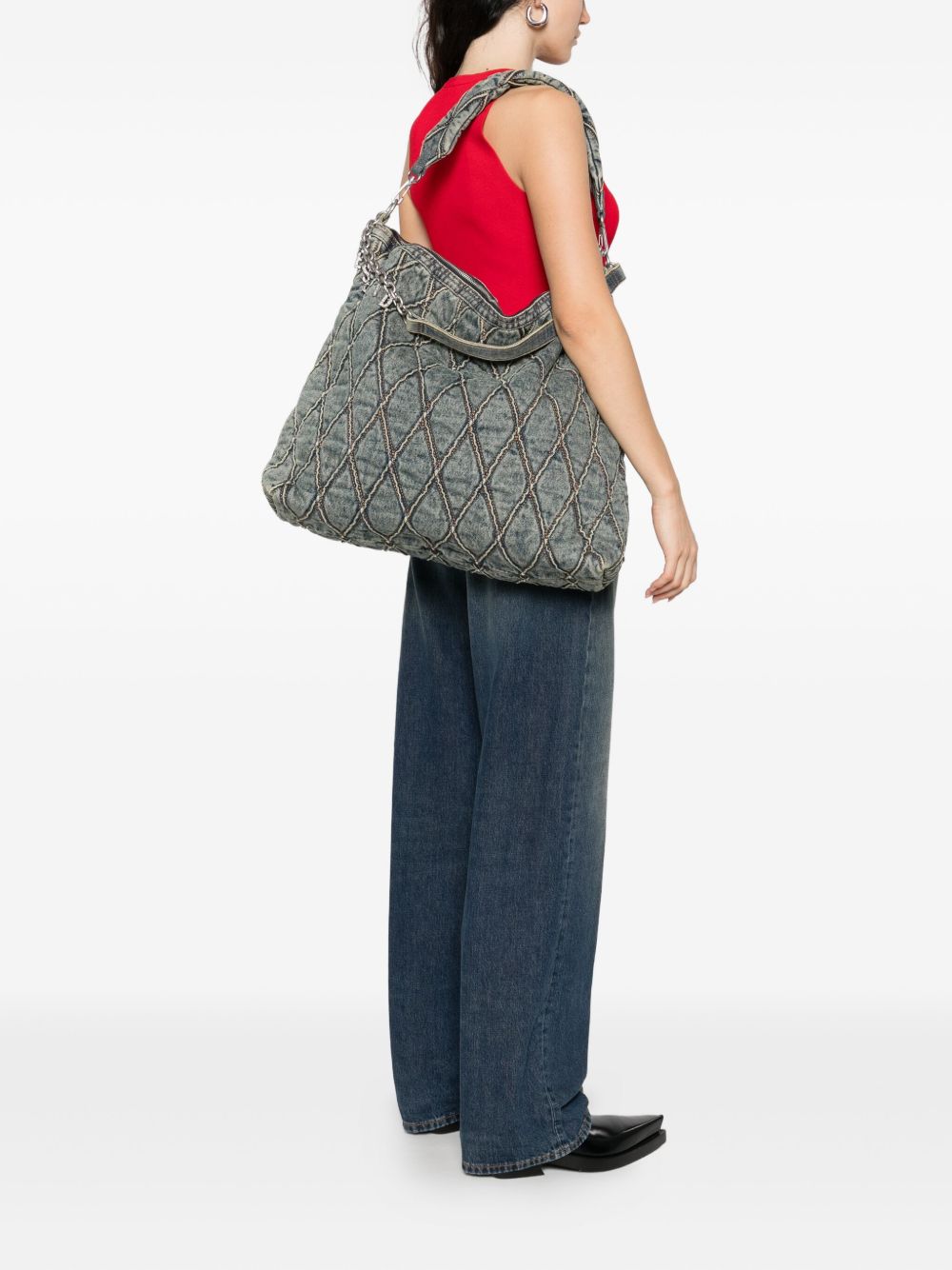 Diesel ディーゼルチャームデニムショルダーバッグ - Image 5