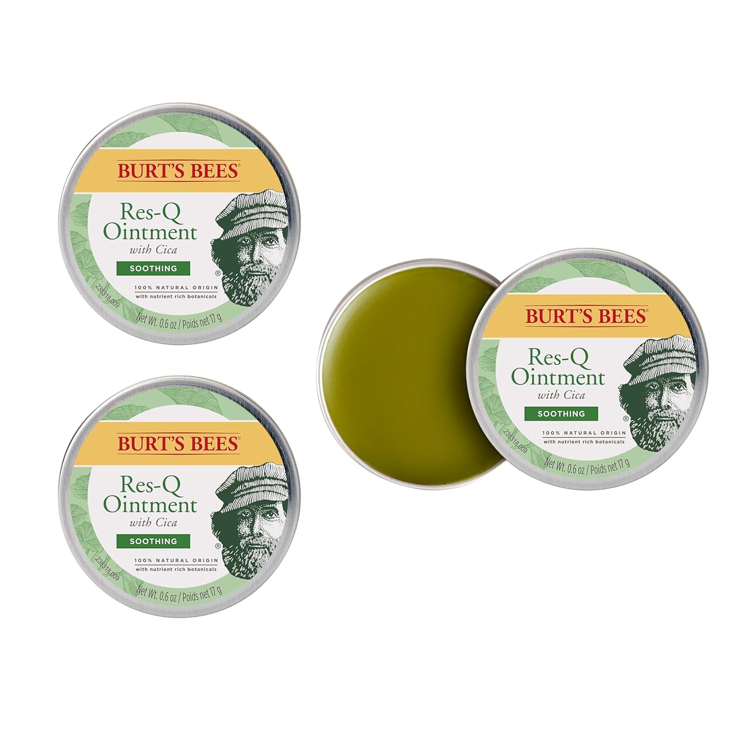 Burt's Bees 100% Natural Origin - Pomada multiusos Res-Q, 0.6 onzas, paquete de 3 (el paquete puede variar)