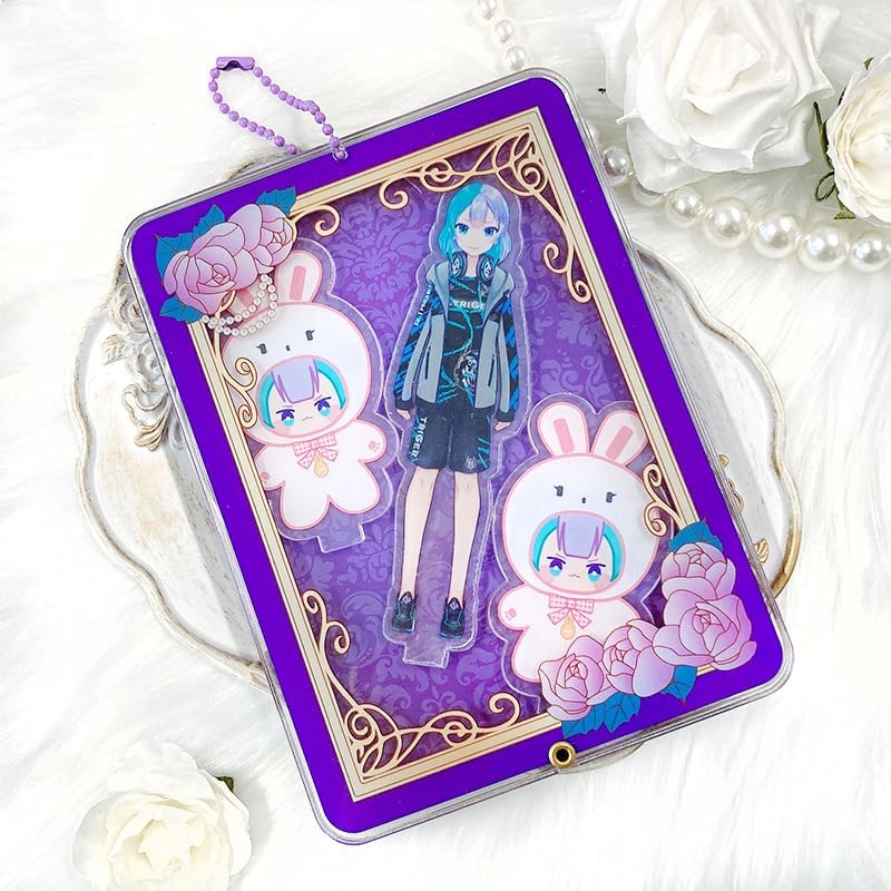 G Trigger Size Adjustable Acrylic Frame [Rose] (For Trading Card / L Version) Acrylic, Easy Assembly, Pushing Activity, Photo Holder, Purple, Purple