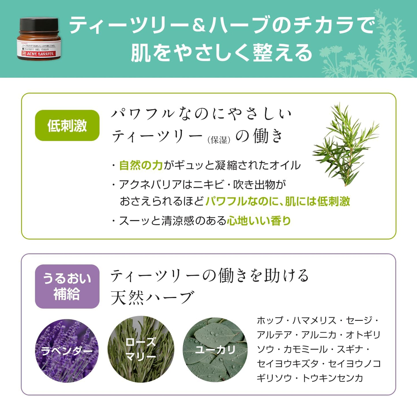 アクネバリア 薬用プロテクト ジェルクリーム 大人ニキビ 乾燥肌 保湿 予防 ハーブ ティーツリー 医薬部外品 ジェルクリーム 33g