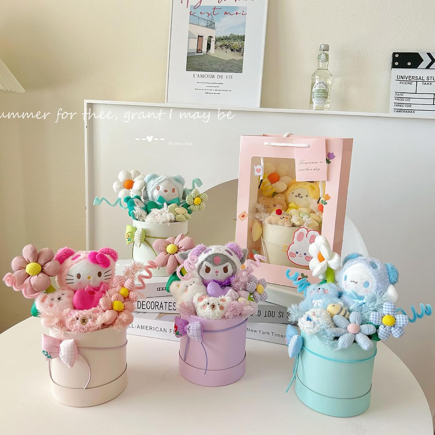 Sanrio Bouquet, Plush Bouquet, Bouquet, Gift, Cute Plush, Popular, Birthday Gift, Creative Present, Interior Decoration, Cute, Never Wither, Artificial Flowers, Gift, Message Card, Get Well Present