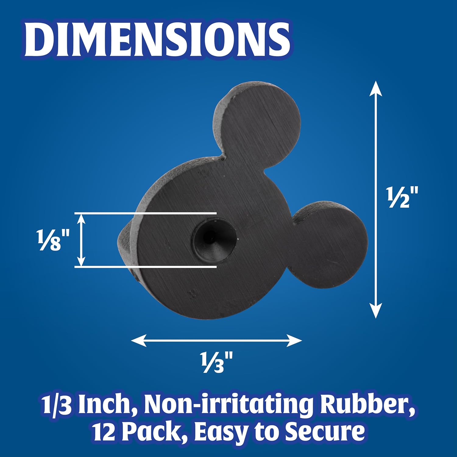 SCS Direct Orejas de ratón de goma de PVC (12 piezas) compatibles con Mickey Mouse, Disney, mantén tus pines favoritos seguros a tu ropa, guardianes y pinback