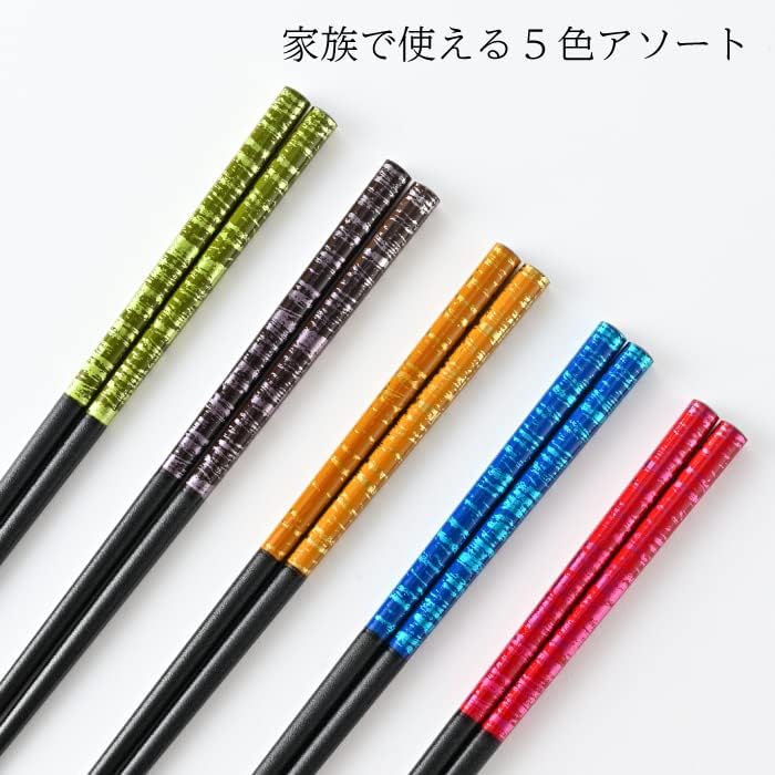 Manufactured in our own factory in Obama, Fukui Prefecture [Ohashi Factory] Dishwasher Safe, Painted Chopsticks, Kasuri Dye, 5-piece Set / Chopsticks, Antibacterial, Dishwasher Safe, Wakasa Paint