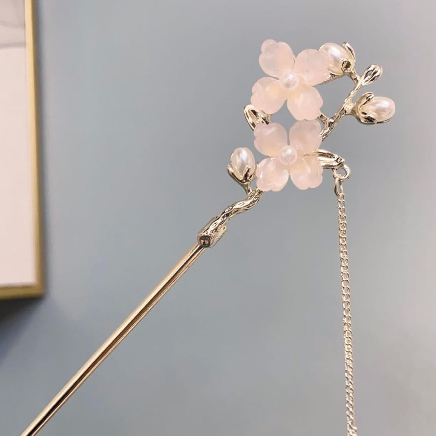 EZ PEACH Cherry Blossom Flower Pearl Hairpin Hair Clip Bangs Hair Closure Kimono Kimono Hair Accessory (Cherry Blossom 04)