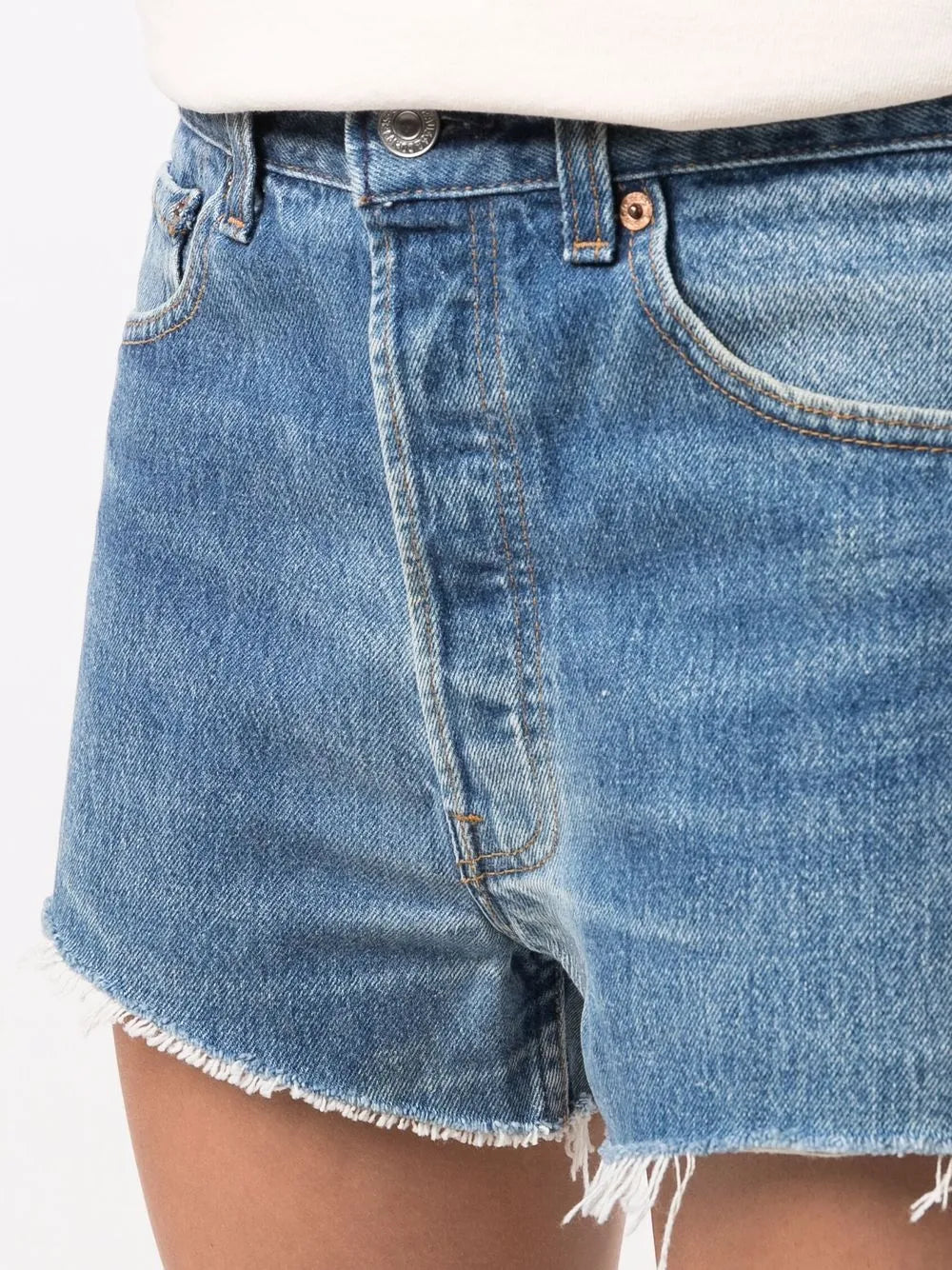 Re Re/Done Raw Cut Denim Shorts - Image 5