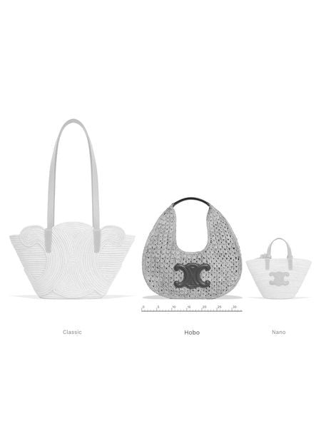 Celine classic panier hobo bag in raffia and calfskin - Image 5