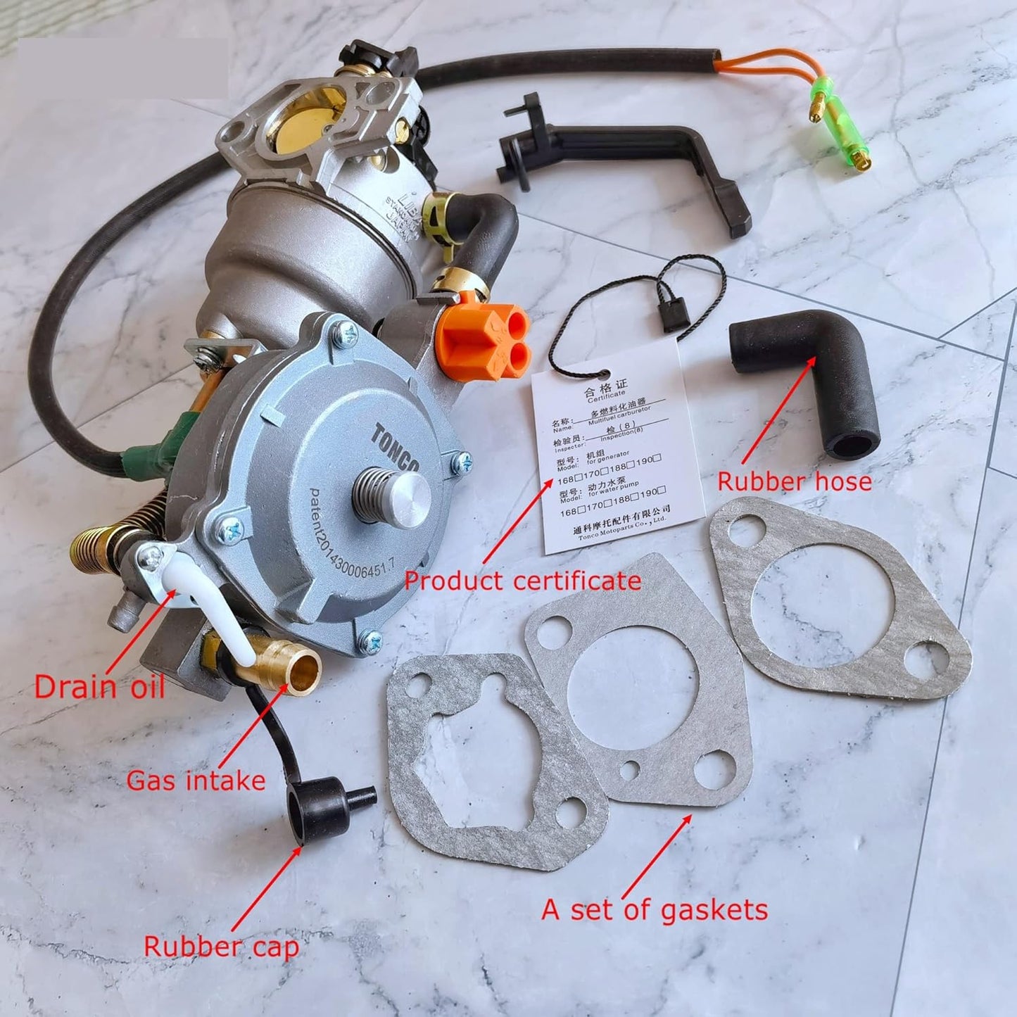 IZREEL 188F Carburetor Dual Fuel Manual Chalk LPG/NG Conversion Kit Gasoline Generator Hybrid 5KW + Scarf as Gift