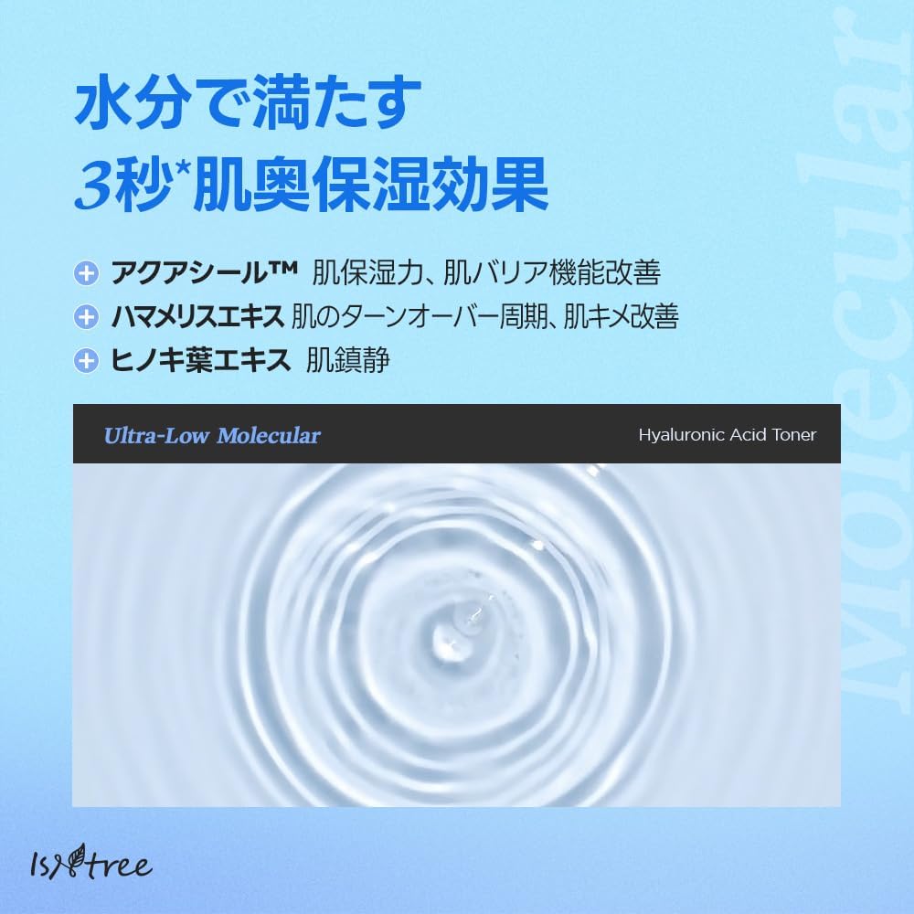 ISNTREE Ultra-low Molecular Hyaluronic Acid Toner 300ml, 10.14 fl.oz | Quick absorbing Hyaluronic acid toner | Deeply hydrates and smoothens The skin