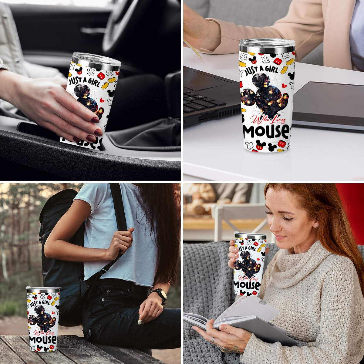 Inspired Cartoon Mouse - Taza de café mágica para amantes del ratón, regalos temáticos de animales para mujeres, niñas, sobrinas, amistad, cumpleaños, Navidad, 20 onzas, taza térmica de viaje de acero inoxidable con aislamiento
