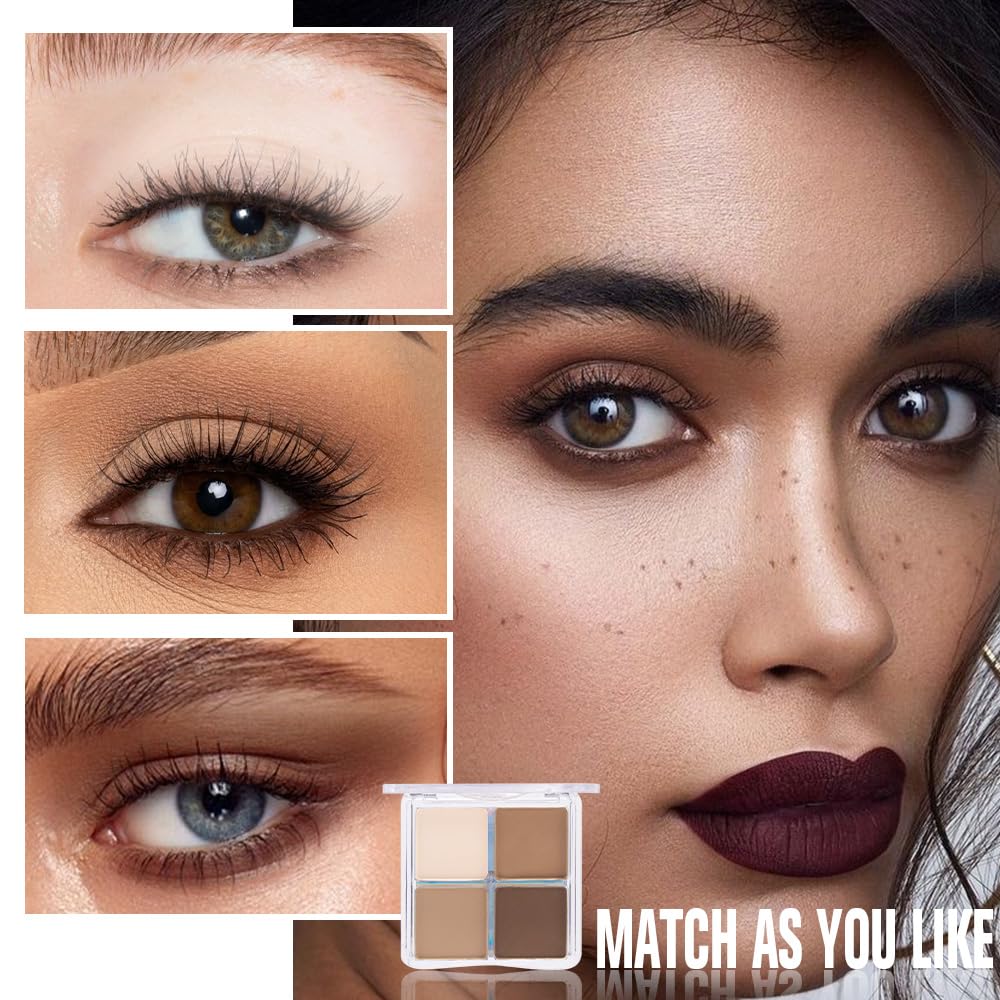 evpct - Paleta de sombra de ojos cuadrada en polvo mate marrón desnudo, rosa desnudo claro, marrón oscuro natural, sombra de ojos mate ahumada de alta pigmentación, mini paleta de maquillaje para