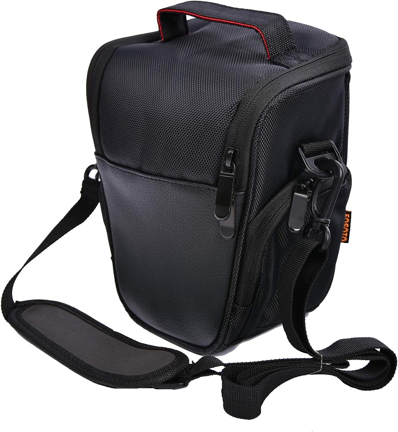 FOSOTO, Shoulder Camera Bag for Canon, Nikon, Sony, PU Leather (Black)