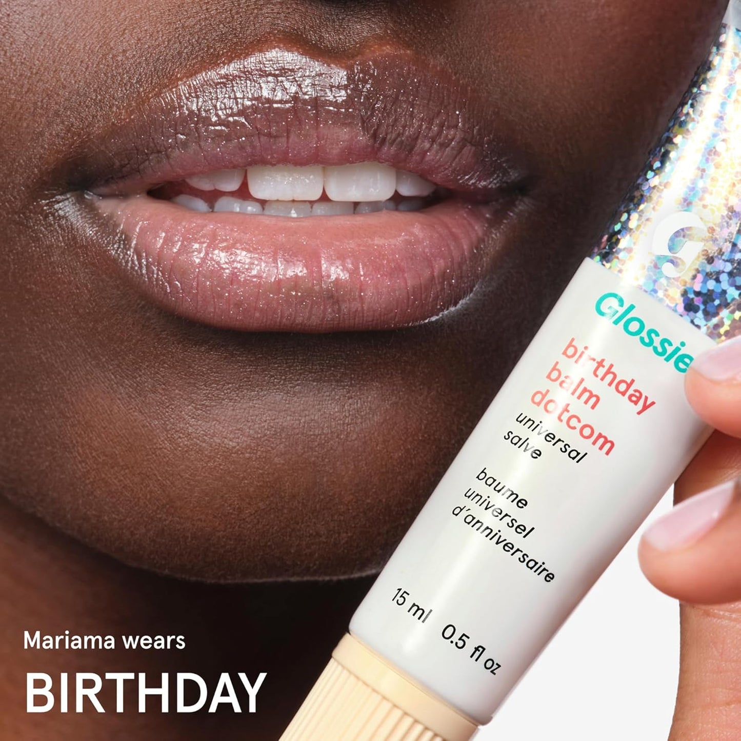 Glossier Balm Dotcom Bálsamo labial hidratante – Salve universal, hasta 12 horas de humedad – lanolina, cera de abejas y aceite de ricino para labios secos, cutículas y piel – Cumpleaños, brillo suave transparente, 0.5 fl oz