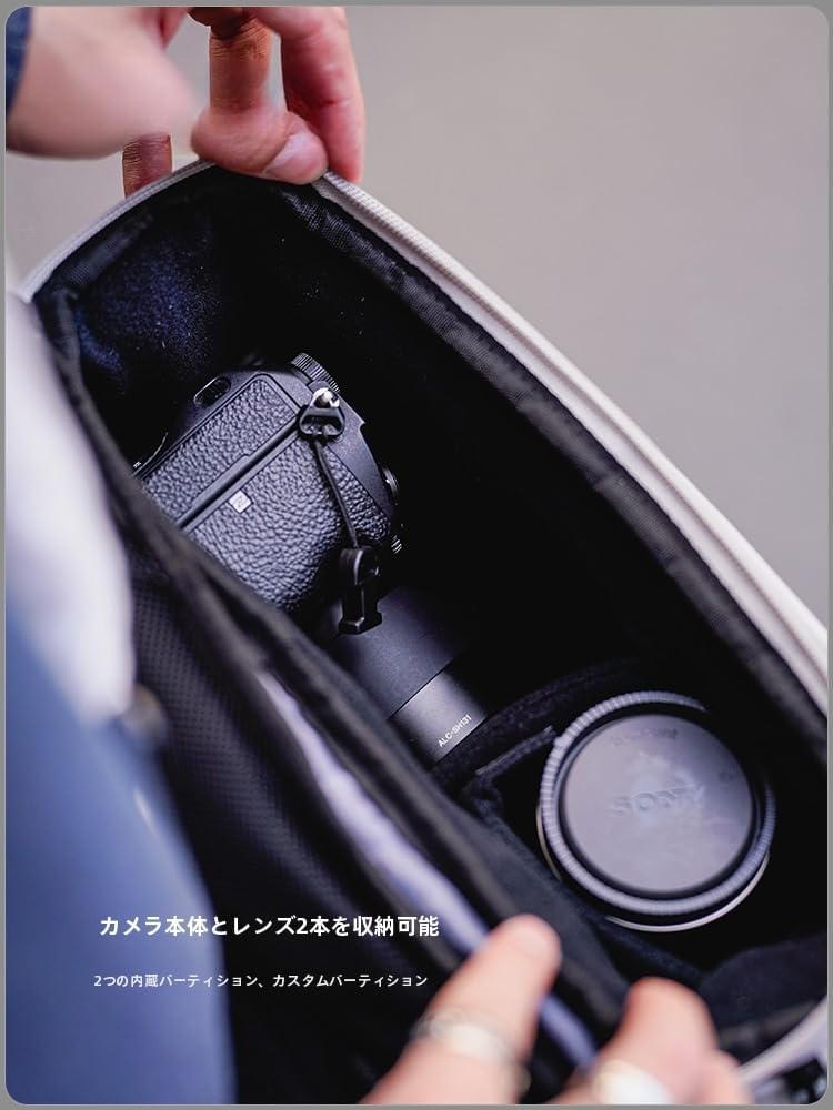 GYXX/Gaia Micro Single Pro SLR Camera Bag Men Crossbody Photography Bag Shoulder for G 7x2 Canon R 50 Fuji XT 5 XT 30 XS 20 XS 10 Nikon Sony ZVE 10, Black Pro Size (2 units, 2 mirrors), Storage Bag