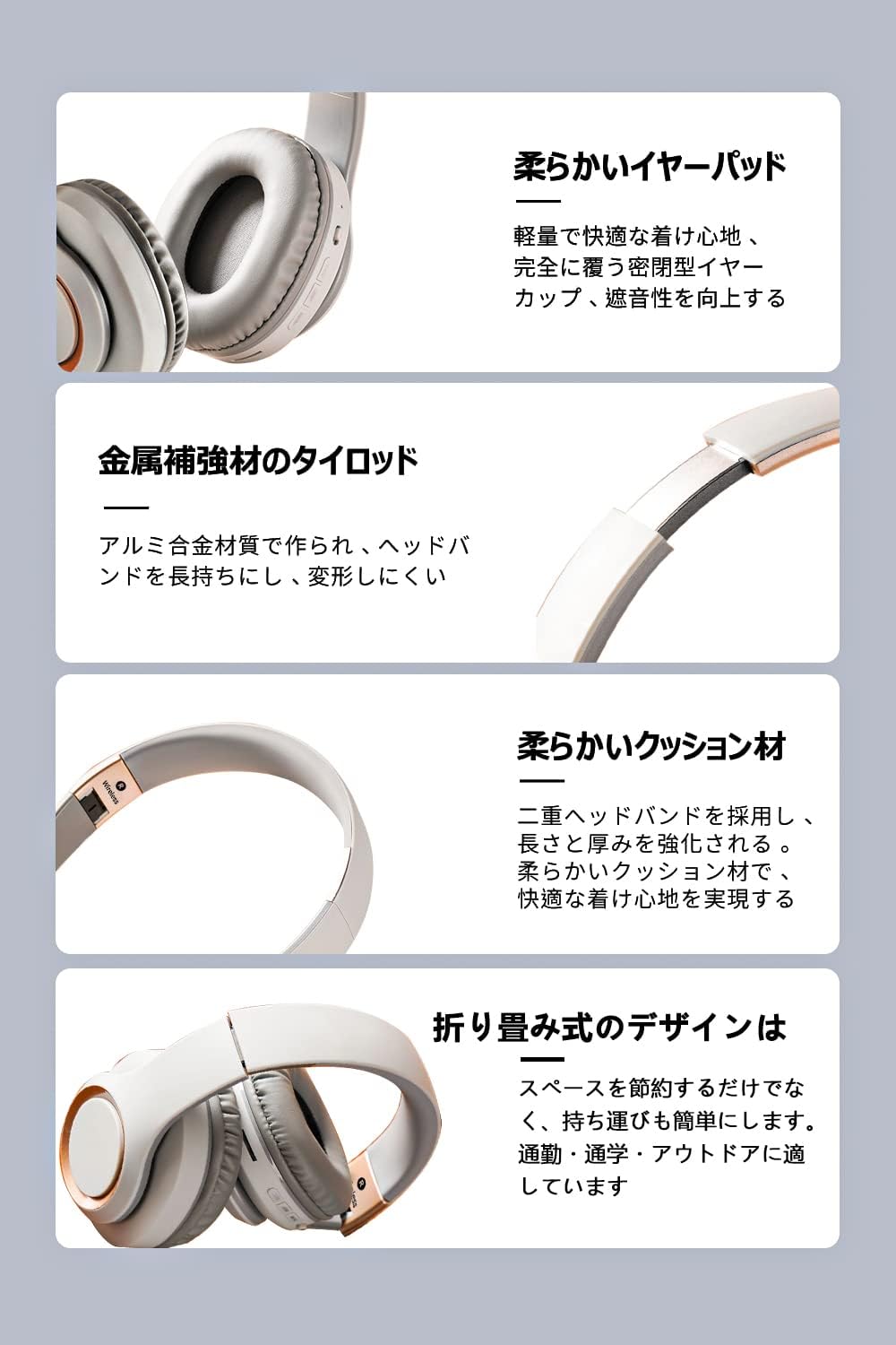 Wireless Headphones Bluetooth 5.3 Over Ear Bluetooth Headphones/Low Latency/Closed Type Sound Leak Resistant/Built-in Microphone/Lightweight Comfortable Fit/Foldable/40mm HD Driver Unit/3.5mm AUX