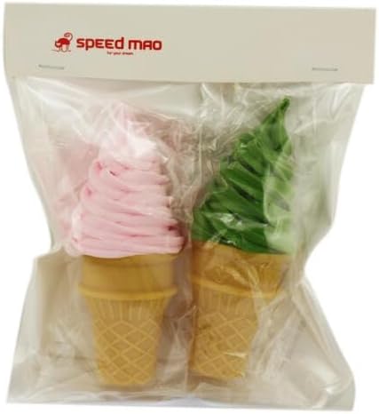 speed mao Lifelike Cute Soft Ice Cream Food Sample Food Model Set of 2 (Pink and Green)