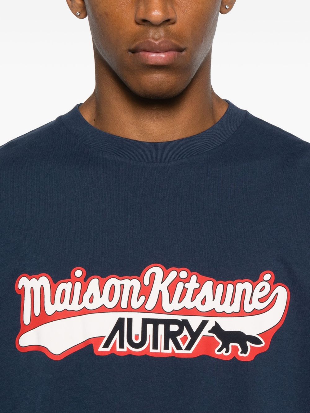 Maison Autry X Maison KitsuneロゴコットンTシャツ - Image 5