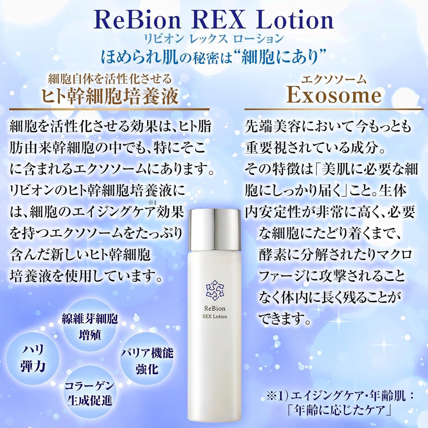 Livion Rex Lotion Lotion Human Stem Cell Culture Solution, Exosome, Niacinamide, Human Type Ceramide, Vitamin C Derivative, Pores, Dry Skin, Hyaluronic Acid, Moisturizing, Hari Gloss ReBion, 5.1 fl oz