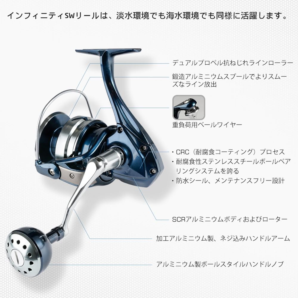 NOEBY NBRE-SW Saltwater Fishing Spinning Reel Lightweight Trolling Popper Gear Ratio 5.2:1/4.3:1 2500/3000/4000/5000/8000/10000 8+1BB