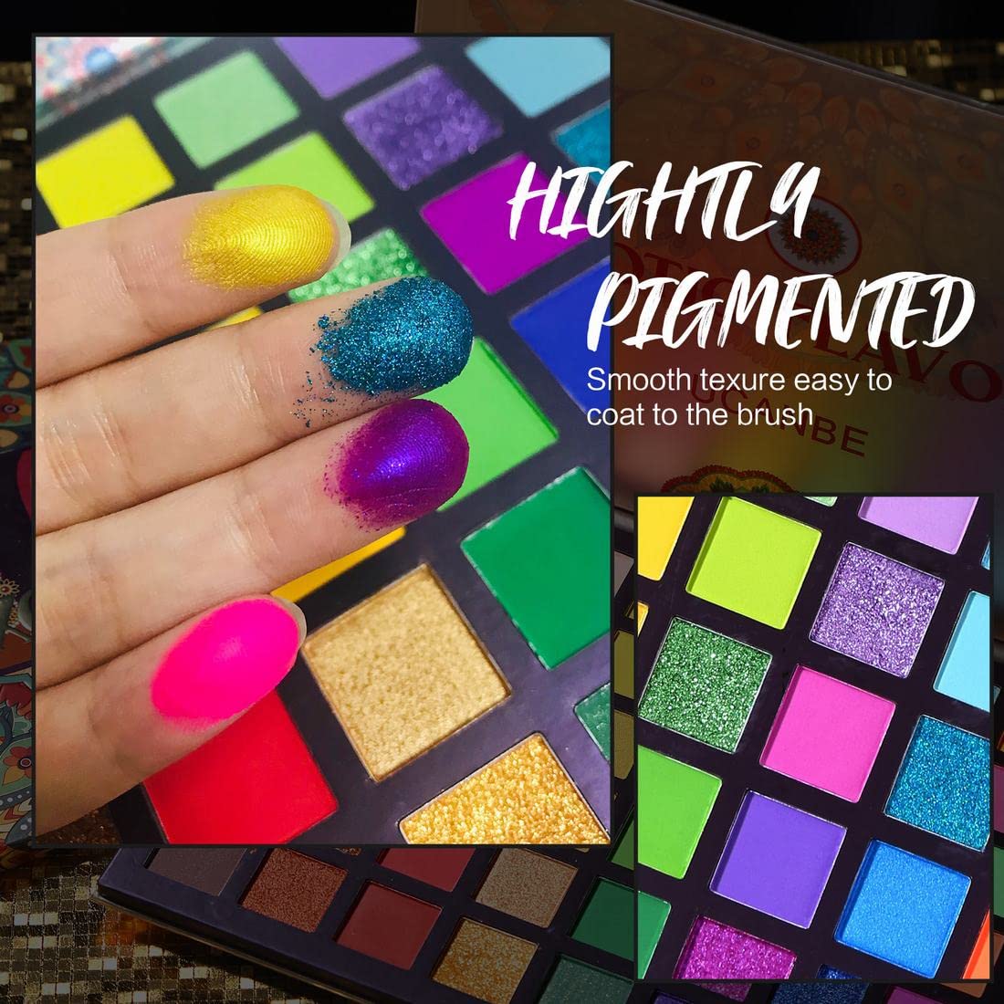 UCANBE EXOTIC FLAVORS - Paleta de maquillaje de sombra de ojos de neón – 48 colores de alta pigmentación – Juego de regalo de paleta de maquillaje de sombra de ojos con brillo mate arcoíris
