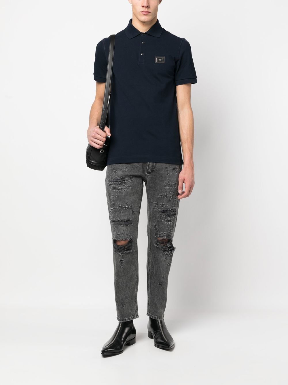 Dolce ドルチェ＆ガッバーナのロゴコットンポロシャツ - Image 5