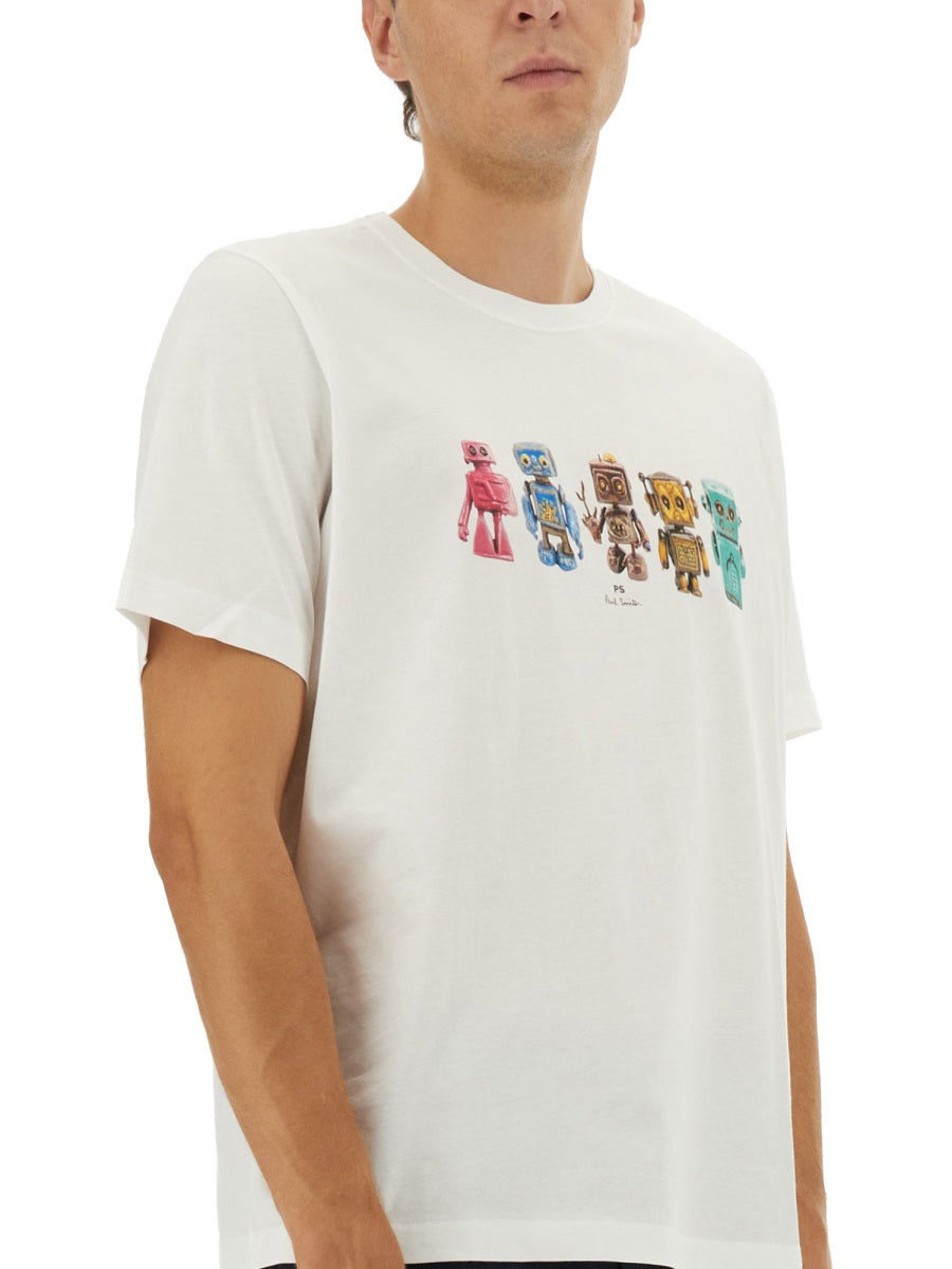 Paul PS By Paul Smith Robot Print Tシャツ - Image 5