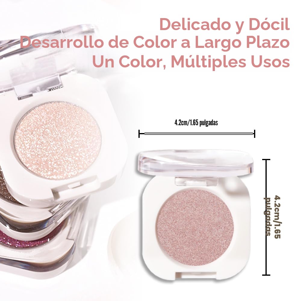 Sombra de Ojos Soltera con Destello de Champán, Sombra de Ojos Mini Liviana y Mezclable para Mujeres Mayores, Paleta de Maquillaje de Sombra de Ojos Monocromática Pigmentada Impermeable