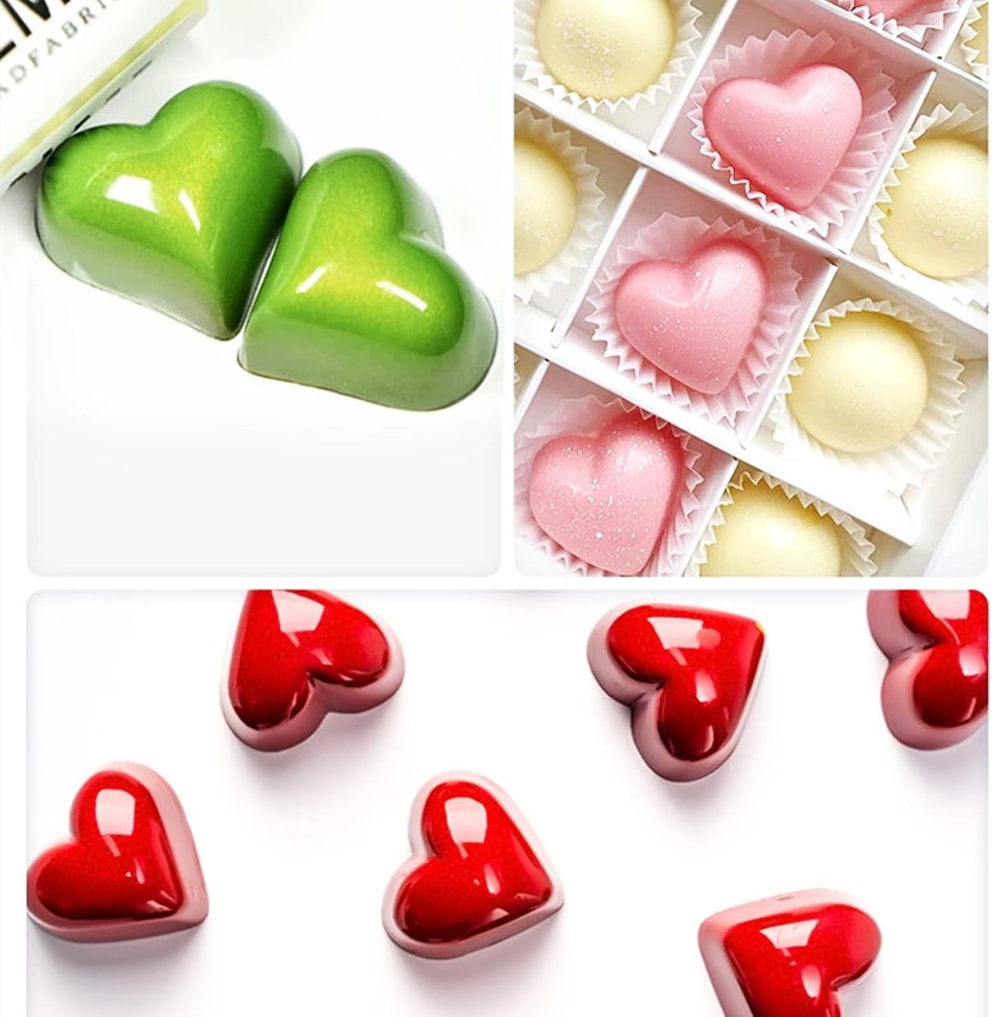 Fexmoy Chocolate Mold, Silicone Chocolate Mold, 3D Heart Shape, 21 Holes, Food Grade Silicone Mold, Chocolate Mold, Tool, Reusable Handmade Pastry Mold, DIY (Valentine/Wedding/Confession Surprise