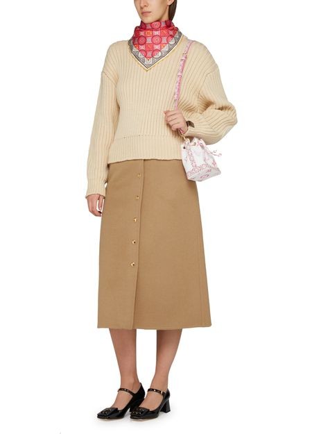 LOUIS VUITTON ダブルフェイスボタンダウンミディスカート - Image 5