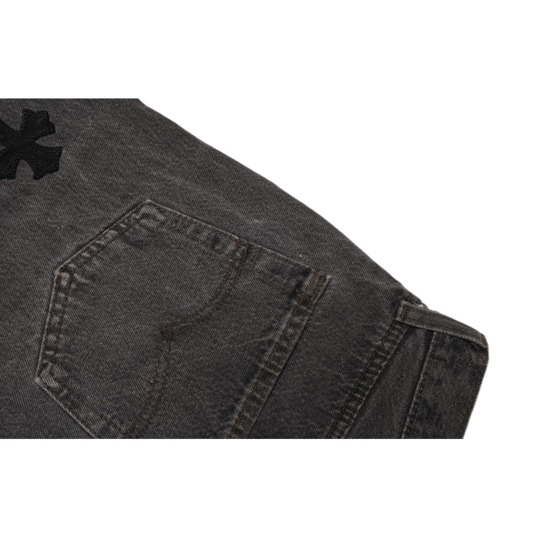 CHROME HEARTS '20 PATCH' WASHED BLACK JEANS