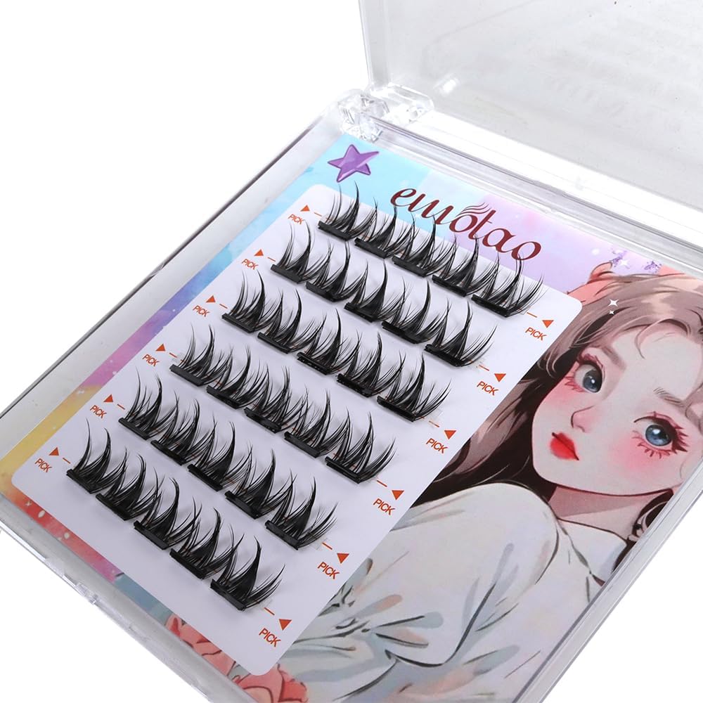 Partial False Eyelashes, No Glue, No Glue, No Glue, 3D False Eyelashes, No Glue Required, Partial False Eyelashes, Beginners, Easy to Install, Three-Dimensional, Cute, Natural Bunch, Popular (Round