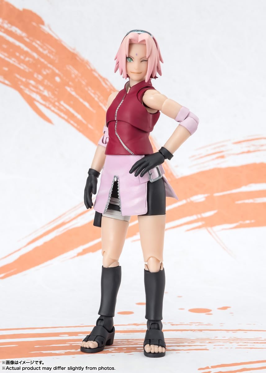 S.H. Figuarts NARUTOP 99 Edition Poseable Sakura Haruno Figure, PVC and ABS, Pre-Painted, 5.3 inches (135 mm)