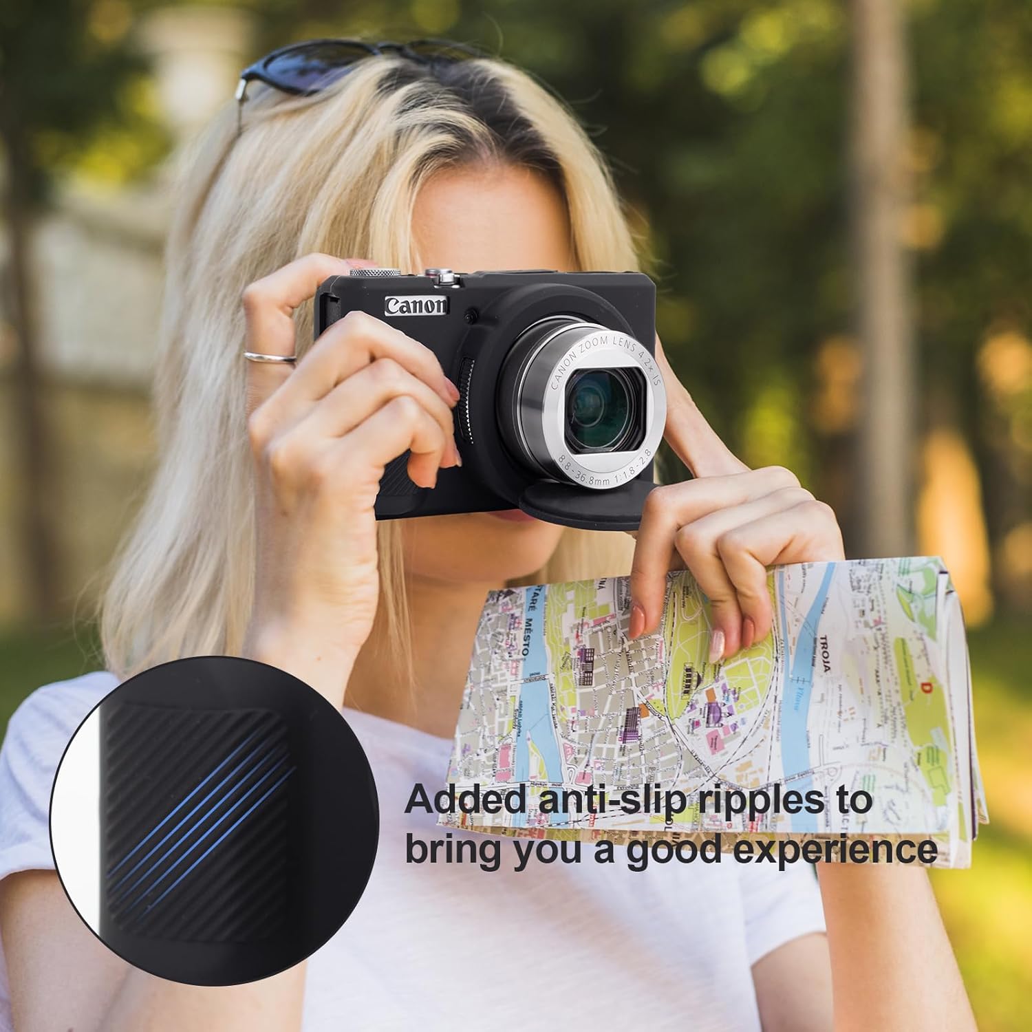 Rieibi Camera Case, Canon G7X Mark III Digital Camera Case, G7X Mark III Accessories, Screen Protector Silicone Case, Canon G7X3 Protective Cover and Screen Protector Film, Black, camera case