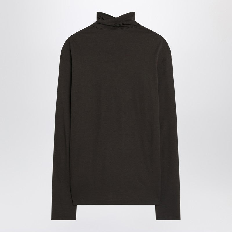 Lemaire 統合されたスカーフを備えたLemaire Brown Turtleneck - Image 5