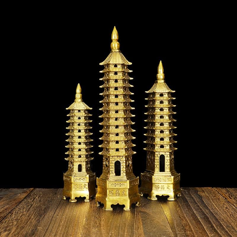 伝統的な飾り文昌タワー置物工芸品中国風水銅像デスクトップ本棚キャビネットの装飾,16cm [並行輸入品]