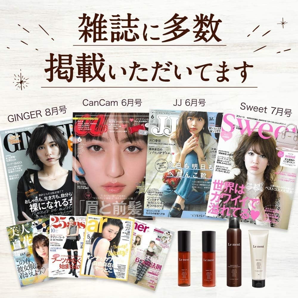 Le ment Repair Mask, Intensive Repair Hair Mask, 17 Types of Plant-derived Oils and Extracts Formulated (Moisturizing), W Hyaluronic Acid, Salon Exclusive