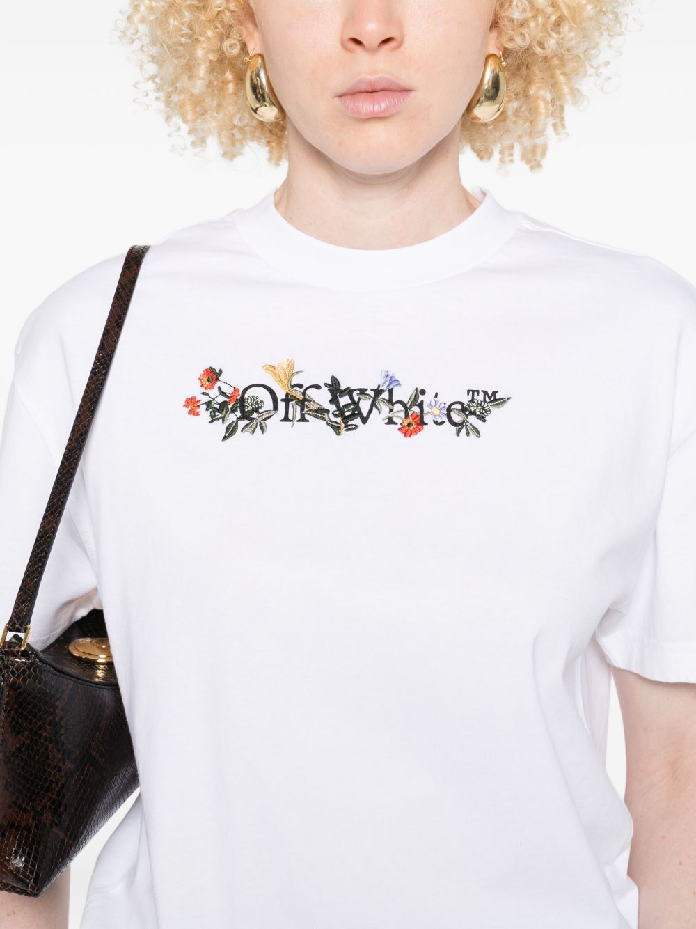 Off オフホワイトブックッシュフラワーズコットンTシャツ - Image 5