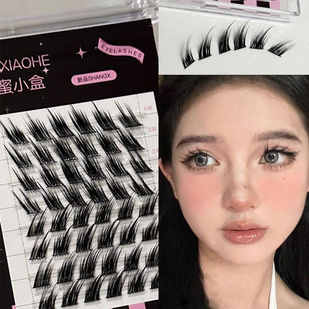 single cluster foxeye effect handmade natural false eyelashes makeup eyelashes personal segmented eyelashes eyelash extension