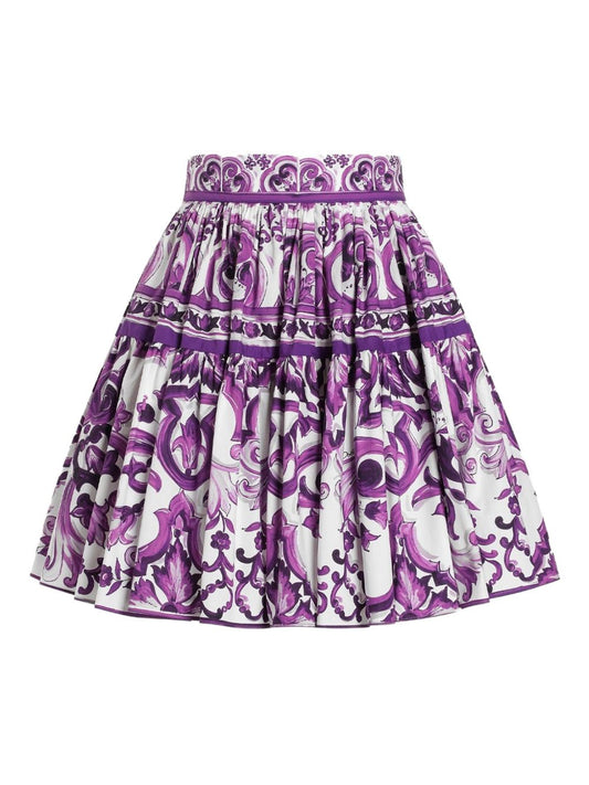 Dolce  Gabbana ドルチェ＆ガッバーナマイオリカプリントコットンスカート - Image 5