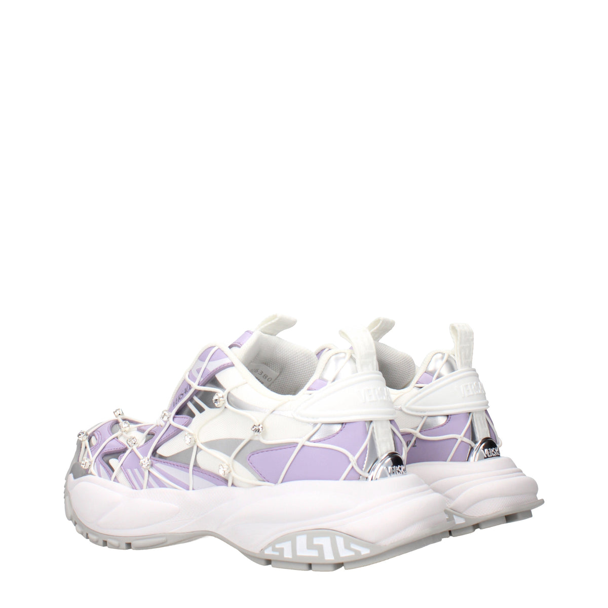 Versace ヴェルサーチ レディースs スニーカー ホワイト/ライラック ファブリック - Image 5
