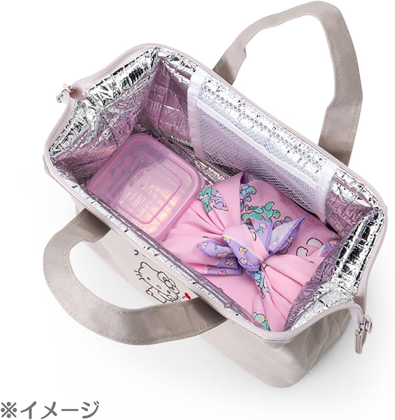 Sanrio 298484 Insulated Lunch Bag with Wire Cloth, Gusset, Bento Box Holder, Lunch Tote