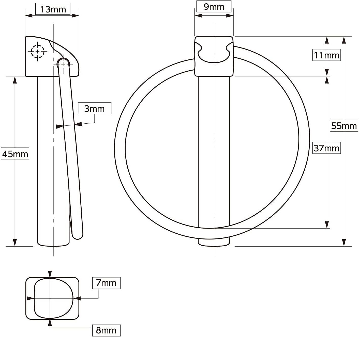 Donaly Lynch Pin Lock Pin for Agricultural Machinery Cultivator Tractor Pipe Connection Joint Set of 10 (0.3 x 1.8 inches (8 x 45 mm)