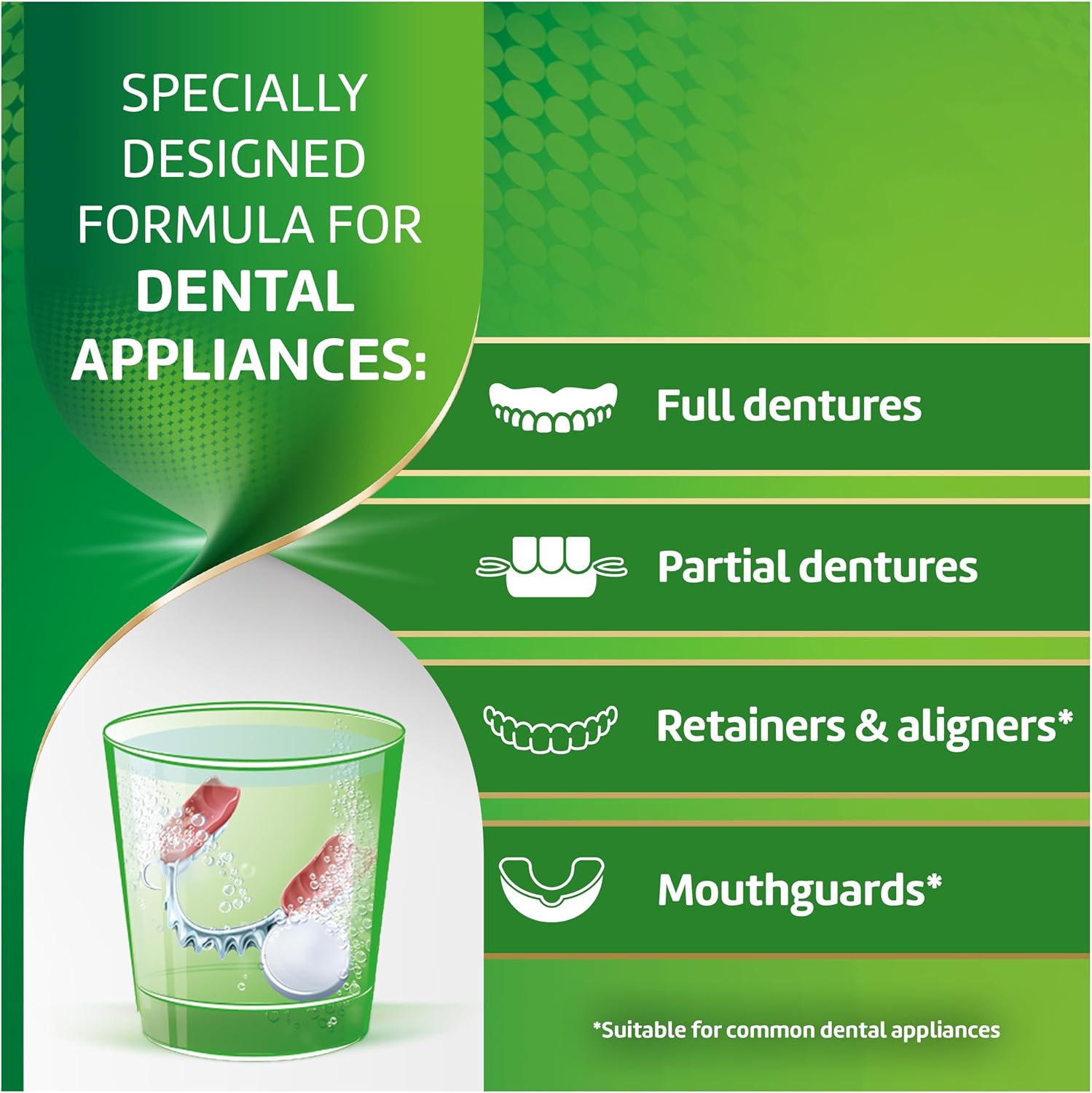Polident Tabletas limpiadoras antibacterianas para aparatos dentales de 3 minutos, 90 unidades (paquete de 2)