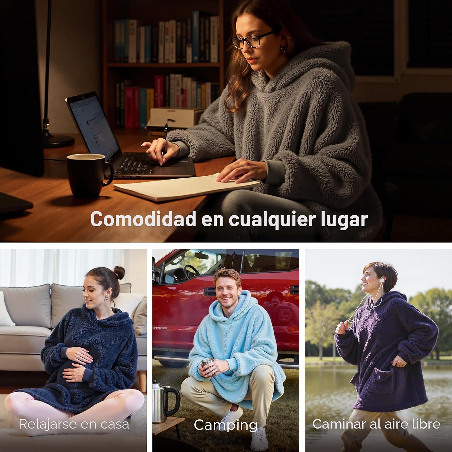 Bedsure Mantas Ponibles con Capucha, Regalos de Navidad para Mujeres, Esposa, Novia, Regalos de Cumpleaños Cálidos y Acogedores para Ella, Esposa, Sudadera Suave y Esponjosa, Mantas con Capucha de