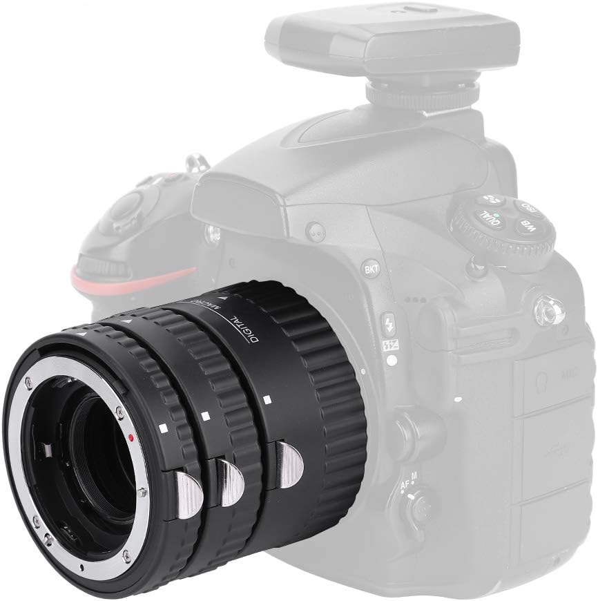 Macro Extension Lens Tube Metal Camera Lens Ring Auto Focus 12mm+20mm+36mm for Nikon F-Mount for DSLR Camera Durable No Effect for Close Range (MK-N-AF1-B)