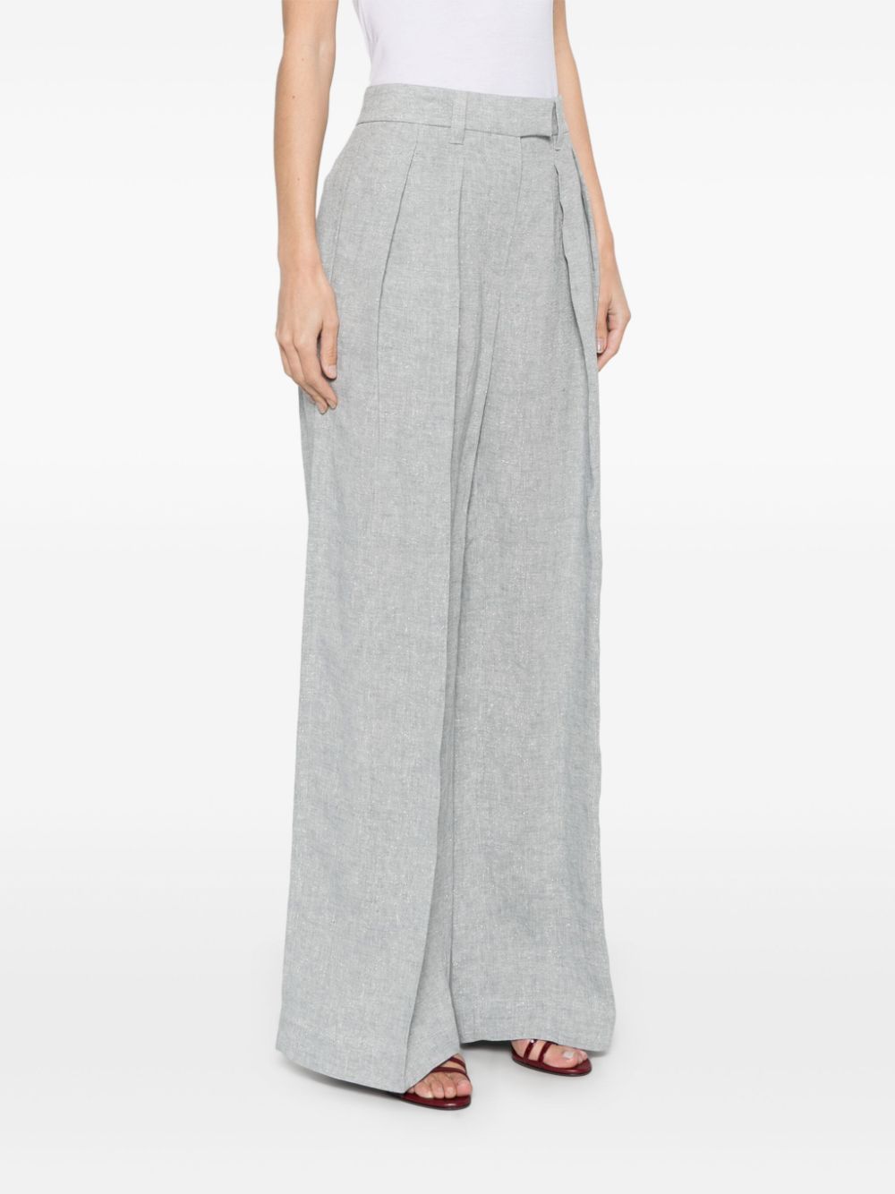 Brunello Cucinelli Linenワイドレッグズボン - Image 5
