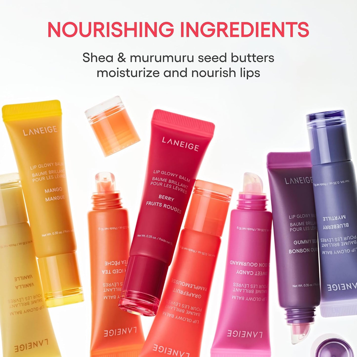 LANEIGE Lip Glowy Balm: Sheer Tinted Lip Treatment Balm Tube with Shea & Murumuru Butters for Hydrating, Moisturizing, Glossy, Non-Sticky Shine, Berry | Korean Skin Care