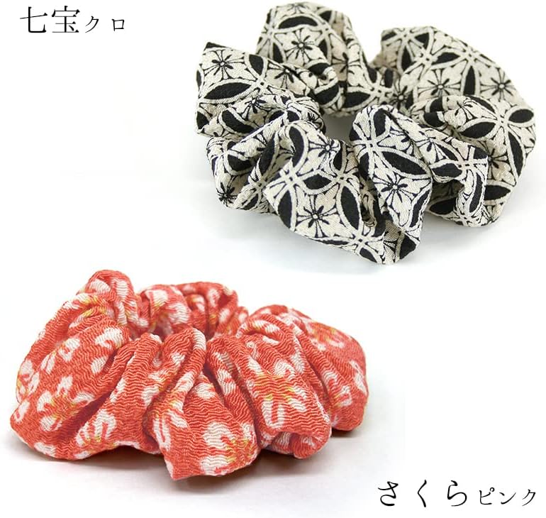 Japanese Pattern Scrunchie Crepe Kyoto Japanese Accessories Japanese Style Hair Accessories, Volume, Cute, Made in Japan