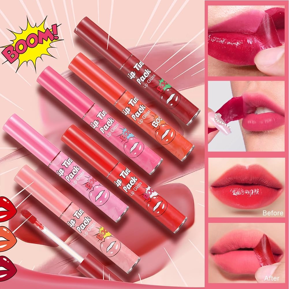 Removable moisturizing lip mask, lip gloss, removable lip stain, liquid lipstick, not easy to fade, easy to color, suitable for beginners, 24 hours waterproof, unique effect(05#)