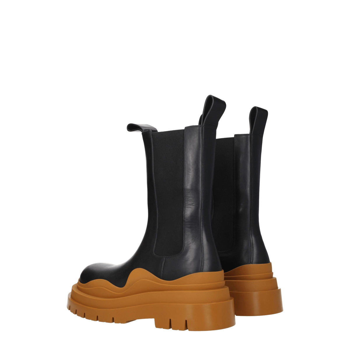 Bottega ボッテガベネタの男性 'S 革のブーツブラック/コニャック - Image 5