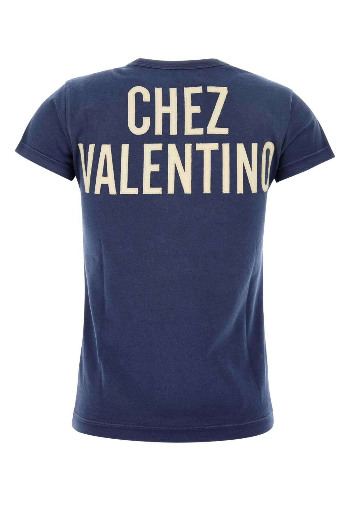 Valentino バレンティーノガラヴァニネイビーブルーコットンTシャツ - Image 5